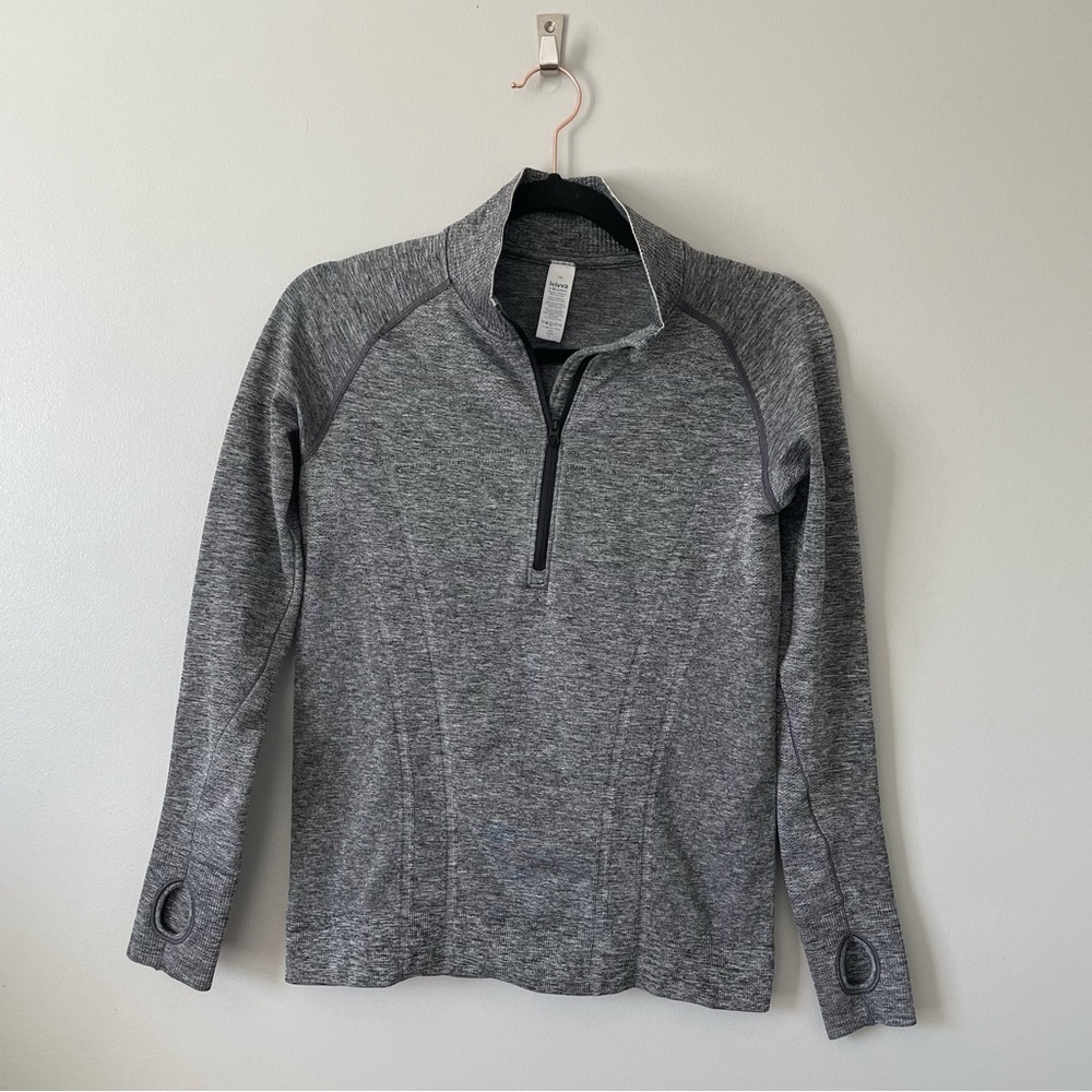 Ivivva Quarter Zip lightweight nylon blend running jacket grey size 14 girls